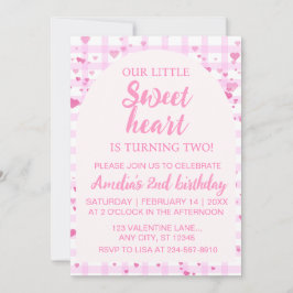 Pink Little Sweetheart Second Birthday Invitation. Inbjudningar