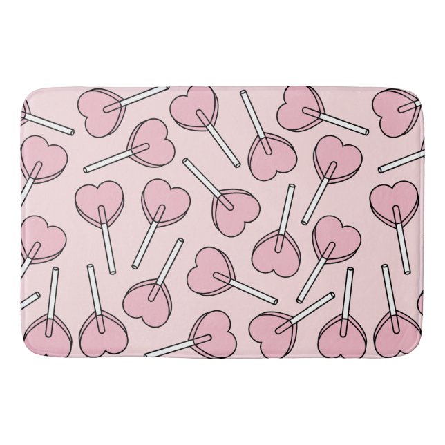 Pink Lollipops, Heart Lollipops, Lollipop Pattern Badrumsmatta (Framsidan)