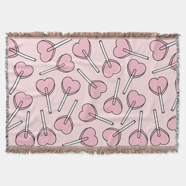 Pink Lollipops, Heart Lollipops, Lollipop Pattern Filt (Framsidan)