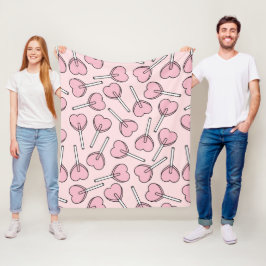 Pink Lollipops, Heart Lollipops, Lollipop Pattern Fleecefilt
