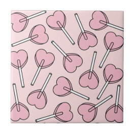 Pink Lollipops, Heart Lollipops, Lollipop Pattern Kakelplatta