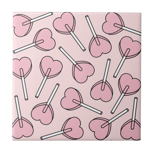 Pink Lollipops, Heart Lollipops, Lollipop Pattern Kakelplatta (Framsidan)