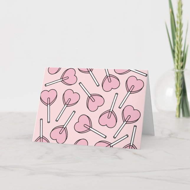 Pink Lollipops, Heart Lollipops, Lollipop Pattern Kort (Framsida)