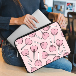 Pink Lollipops, Heart Lollipops, Lollipop Pattern Laptop Fodral