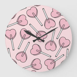 Pink Lollipops, Heart Lollipops, Lollipop Pattern Stor Klocka
