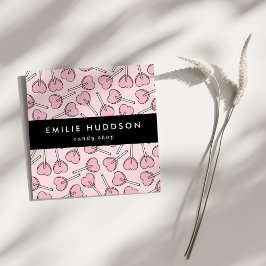 Pink Lollipops, Heart Lollipops, Lolly, Candy Shop Fyrkantigt Visitkort