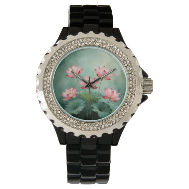 Pink Lotus Artwork  Armbandsur (Framsida)