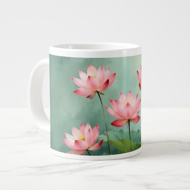 Pink Lotus Artwork  Jumbo Mugg (Framsida vänster)