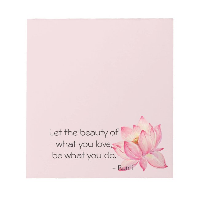 Pink Lotus Flower Rumi Beauty Quote Anteckningsblock (Framsida)