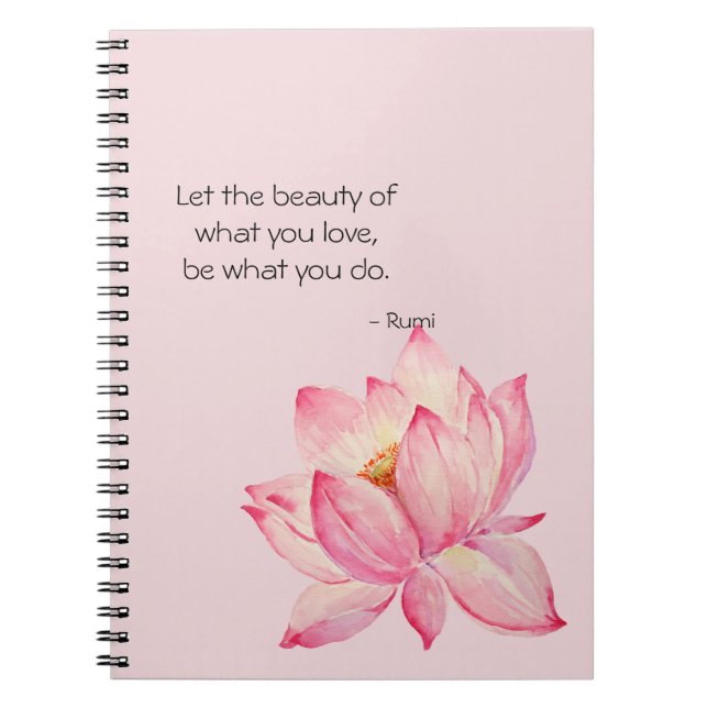 Pink Lotus Flower Rumi Beauty Quote Anteckningsbok (Framsidan)