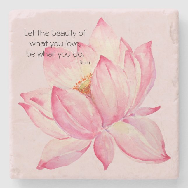 Pink Lotus Flower Rumi Beauty Quote Stenunderlägg (Framsidan)