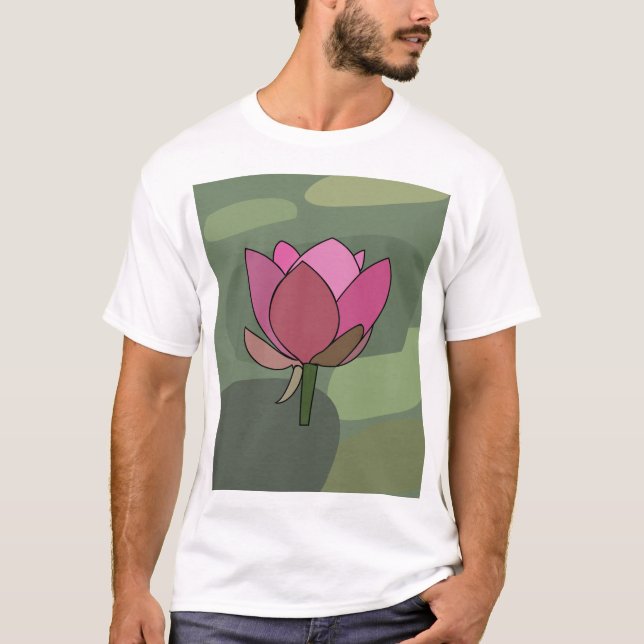 Pink Lotus Flower T Shirt (Framsida)
