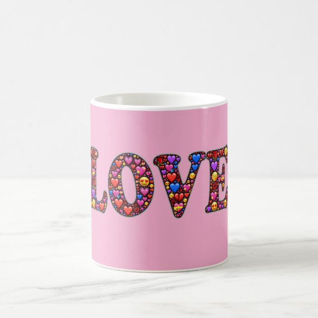 Pink  Love Emoji's Coffee Mug Kaffemugg (Center)