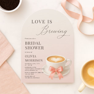 Pink Love is Brewing Coffee Cafe Bröllopsdusch Inbjudningar