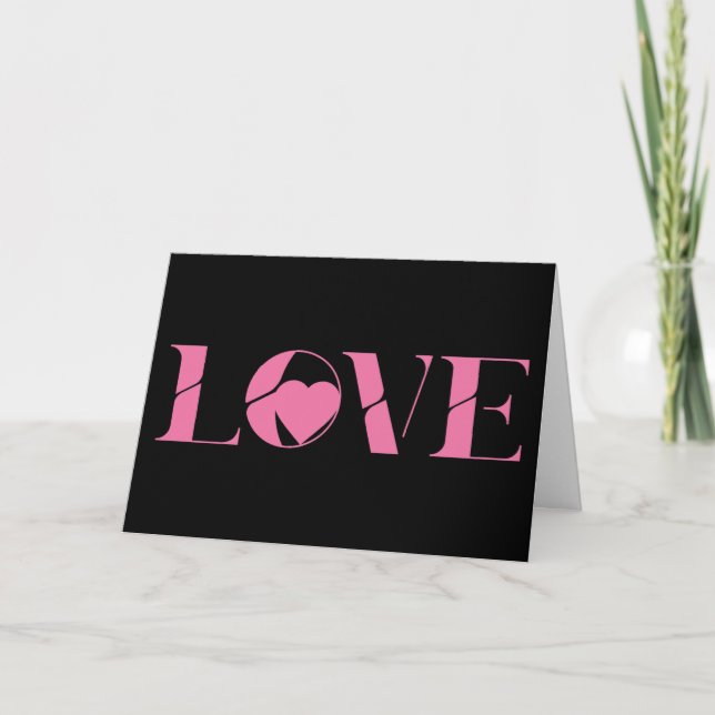 Pink Love Text Valentine's day Kort (Framsida)