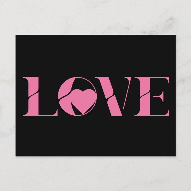 Pink Love Text Valentine's day Vykort (Framsida)