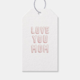 Pink Love You Mom Mother's Day Presentetikett