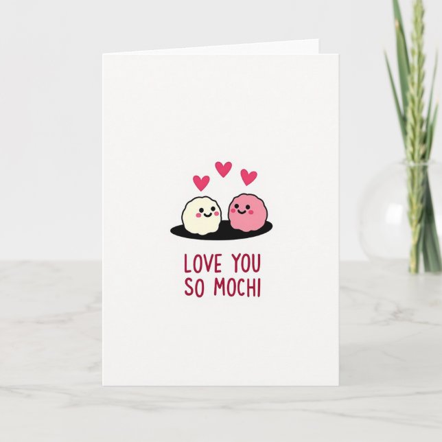 Pink Love You So Mochi Card Kort (Framsida)