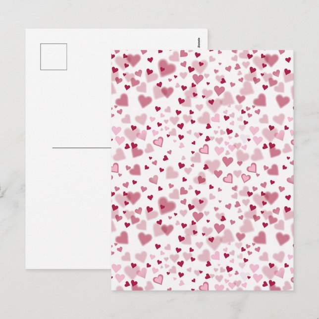  Pink Lovely Hearts Pattern  Helg Vykort (Fram/baksida)