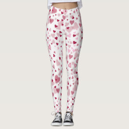  Pink Lovely Hearts Pattern  Leggings