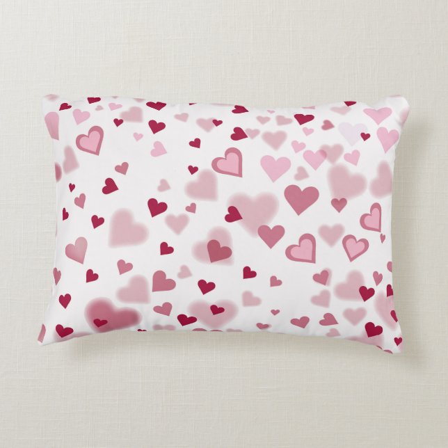  Pink Lovely Hearts Pattern  Prydnadskudde (Baksidan)