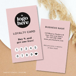 Pink Loyalty Card Business Reward Punch Card Lojalitetskort