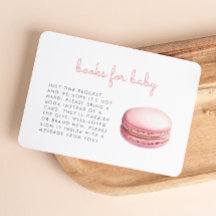 Pink Macaron Baby Shower Books Enclosure Card