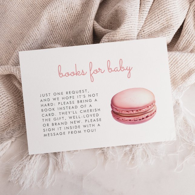 Pink Macaron Baby Shower Books Enclosure Card Tilläggskort (Skapare uppladdad)