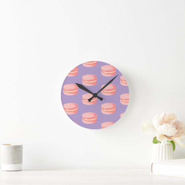 Pink Macaroons Rund Klocka (Hem)