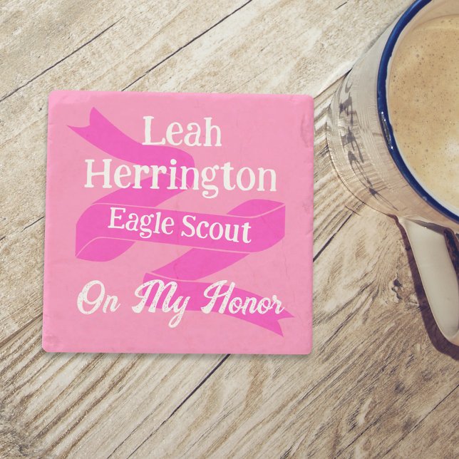Pink & Magenta Eagle Scout Court of Honor Stenunderlägg (Pink eagle scout court of honor coaster, personalized pink coaster gift)