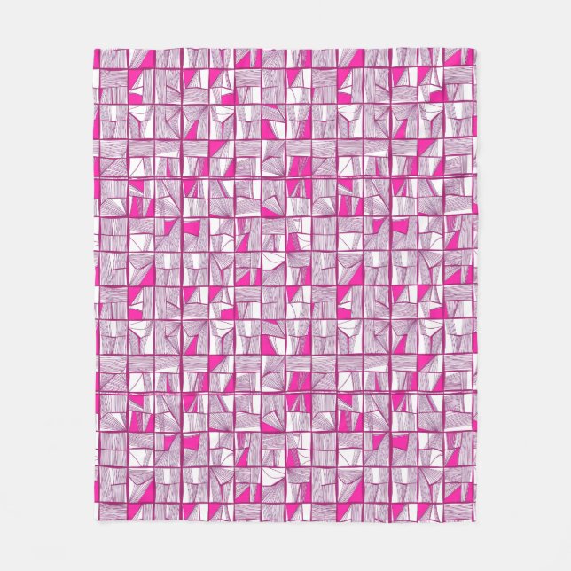 Pink & Magenta Geometric Block Pattern  Fleecefilt (Framsidan)