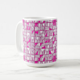 Pink & Magenta Geometric Block Pattern  Kaffemugg