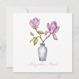 Pink Magnolia Watercolor Botanical Julkort
