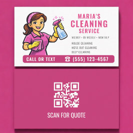 Pink Maid House Cleaning Service QR-kod Visitkort