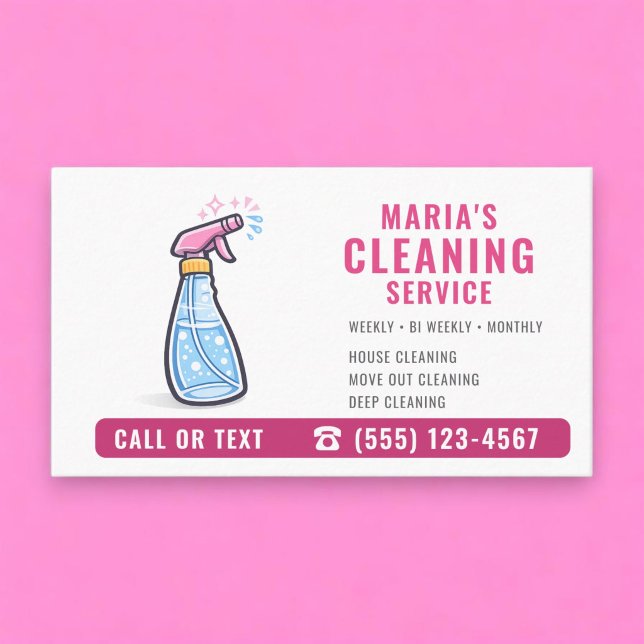 Pink Maid House Cleaning Service Visitkort (Skapare uppladdad)