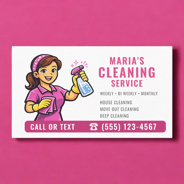 Pink Maid House Cleaning Service Visitkort (Skapare uppladdad)
