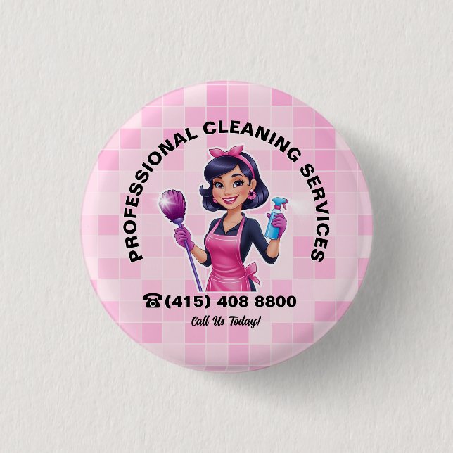 Pink Maid Janitorial Cleaning Service Knapp (Framsida)