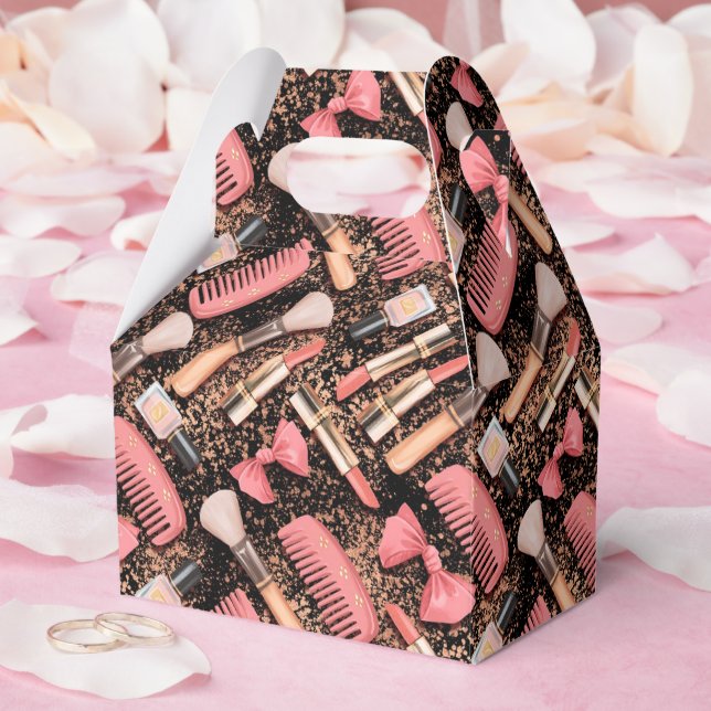 Pink Makeup Cosmetics Pattern Glitter  Presentaskar (Bröllop)