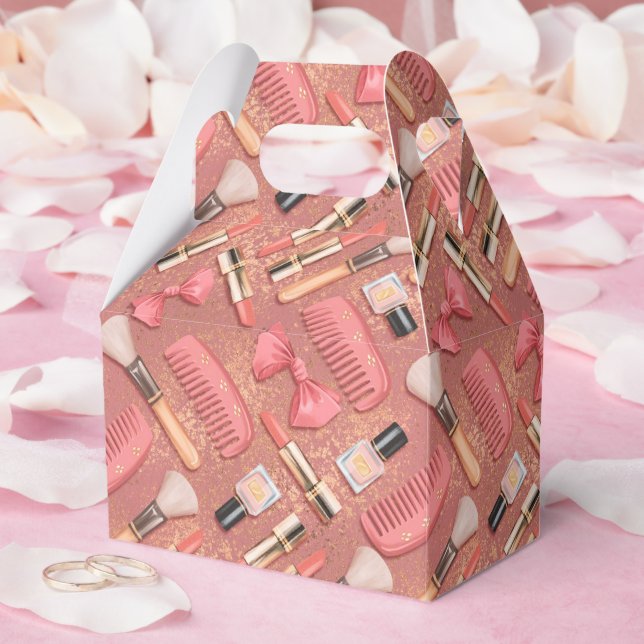 Pink Makeup Cosmetics Pattern Glitter  Presentaskar (Bröllop)