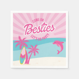 Pink Malibu Beach Palm Bästa vän födelsedag Pappersservett