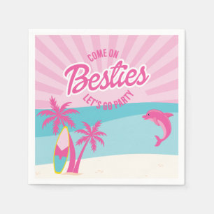 Pink Malibu Beach Palm Bästa vän födelsedag Pappersservett