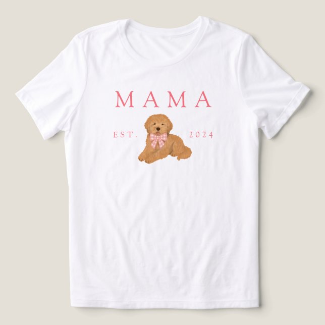 Pink Mama Golden Doodle Födelsedag T Shirt (Design Framsida)