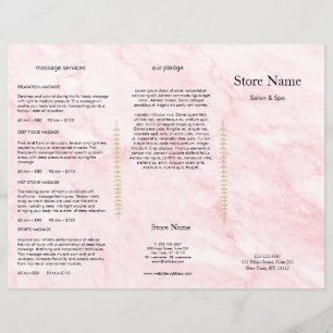 Pink Marble Beauty Salon Trifold Broschyr