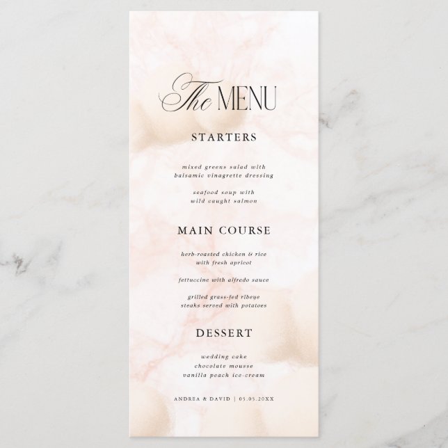 Pink Marble Cloud Nine Baby Shower Bridal Shower Meny (Framsida)