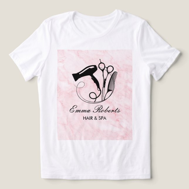 Pink Marble Skönhetssalong T Shirt (Design Framsida)