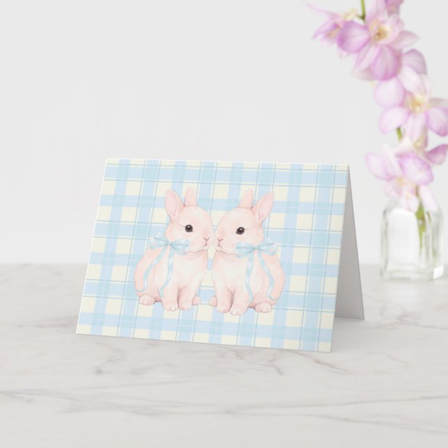 Pink Marshmallow Bunny Rabbits Easter Kort (Orkide)