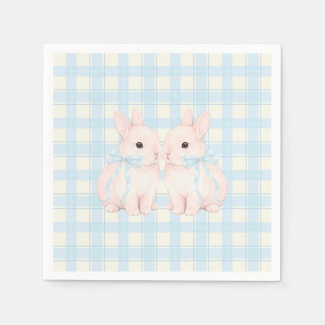 Pink Marshmallow Bunny Rabbits Easter Pappersservett (Framsidan)