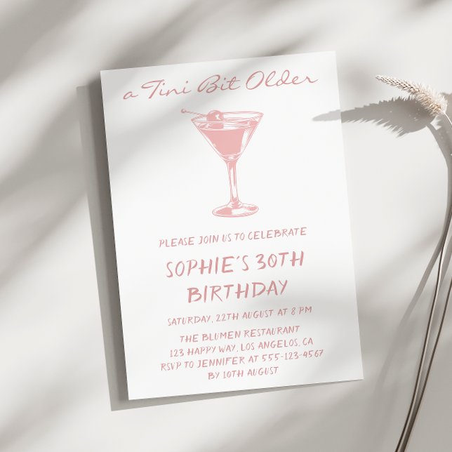 Pink Martini A Tini Bit Older 30th Birthday Inbjudningar (Skapare uppladdad)