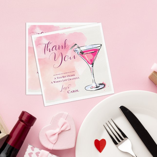 Pink Martini A Tini Bit Older Birthday Party Paper Pappersservett (Pink Martini A Tini Bit Older Birthday Party Paper Napkins)