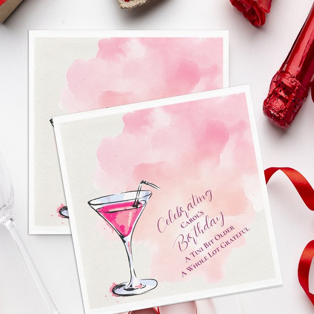 Pink Martini A Tini Bit Older Birthday Party Paper Pappersservett (Pink Martini A Tini Bit Older Birthday Party Paper Napkins)